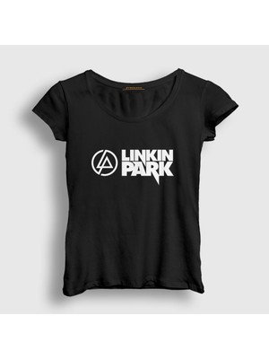 Presmono Kadın Siyah Logo V2 Linkin Park T-Shirt