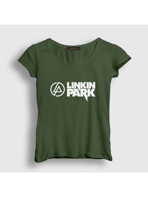 Presmono Kadın Haki Logo V2 Linkin Park T-Shirt