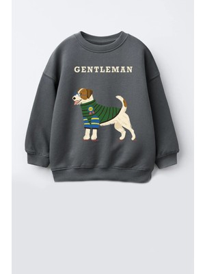 Monila Erkek Çocuk 3 Iplik Kumaş Hayvan Baskılı Pamuklu Sweatshirt