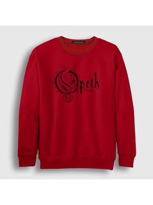 Presmono Unisex Kırmızı Logo Opeth Sweatshirt