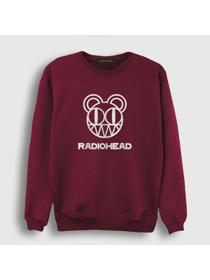 Presmono Unisex Bordo Bear Logo Radiohead Sweatshirt