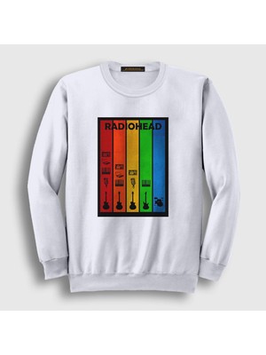 Presmono Unisex Beyaz Rainbow Radiohead Sweatshirt