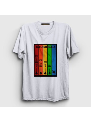 Presmono Unisex Beyaz Rainbow Radiohead T-Shirt