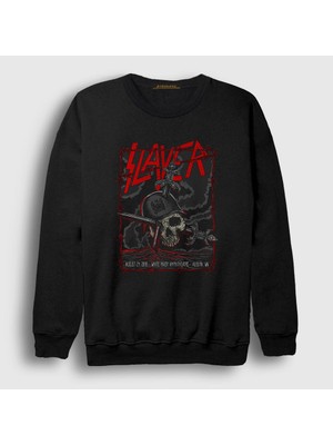 Presmono Unisex Siyah Slayed Slayer Sweatshirt