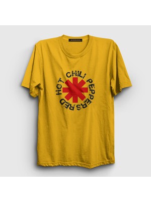 Presmono Unisex Sarı Logo V2 Red Hot Chili Peppers T-Shirt