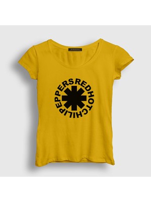 Presmono Kadın Sarı Logo V3 Red Hot Chili Peppers T-Shirt