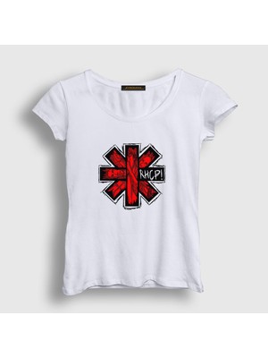 Presmono Kadın Beyaz Rhcp Red Hot Chili Peppers T-Shirt