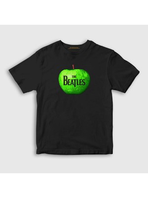 Presmono Unisex Çocuk Siyah Apple The Beatles T-Shirt