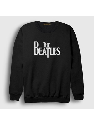 Presmono Unisex Siyah Logo The Beatles Sweatshirt