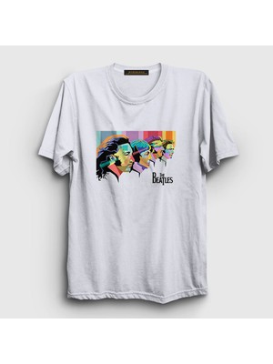 Presmono Unisex Beyaz Retro The Beatles T-Shirt