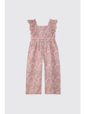 Panço Liberty Kumaş Kız Bebek Pembe Salopet