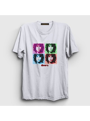 Presmono Unisex Beyaz Portrait The Doors T-Shirt