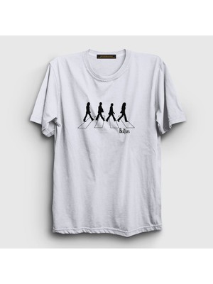 Presmono Unisex Beyaz Walk The Beatles T-Shirt