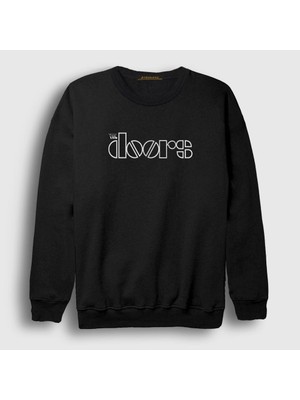 Presmono Unisex Siyah Logo The Doors Sweatshirt