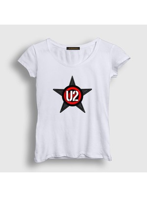 Presmono Kadın Beyaz Star U2 T-Shirt