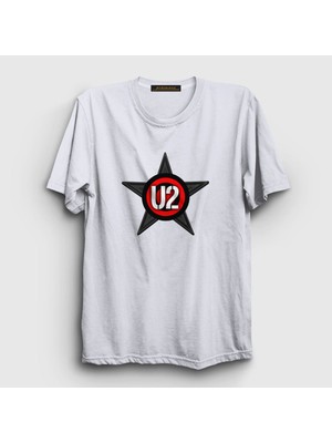 Presmono Unisex Beyaz Star U2 T-Shirt