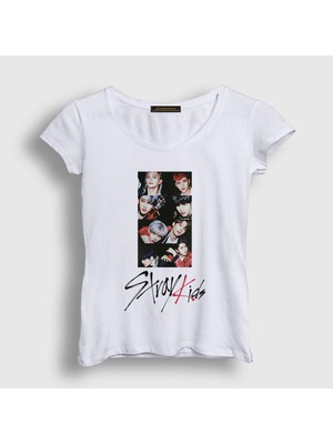 Presmono Kadın Beyaz Members Stray Kids T-Shirt