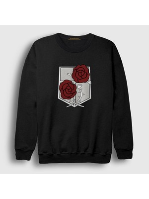 Presmono Unisex Siyah Garrison V2 Anime Attack On Titan Sweatshirt
