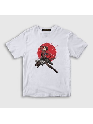 Presmono Unisex Çocuk Beyaz Levi Anime Attack On Titan T-Shirt