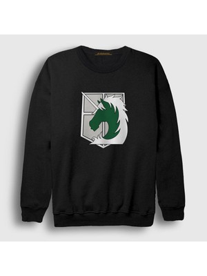 Presmono Unisex Siyah Military Anime Attack On Titan Sweatshirt