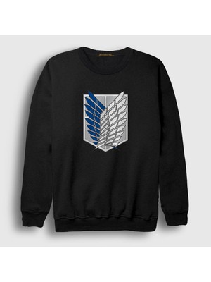 Presmono Unisex Siyah Scout Anime Attack On Titan Sweatshirt
