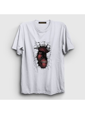 Presmono Unisex Beyaz Wall Anime Attack On Titan T-Shirt