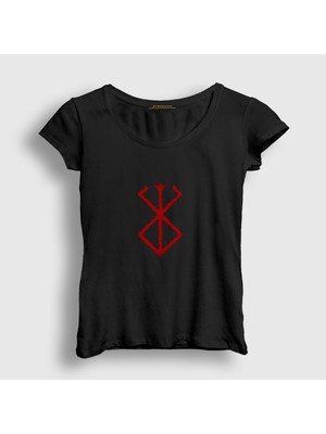 Presmono Kadın Siyah Mark Anime Berserk T-Shirt