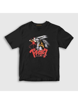 Presmono Unisex Çocuk Siyah Sacrifice Anime Berserk T-Shirt