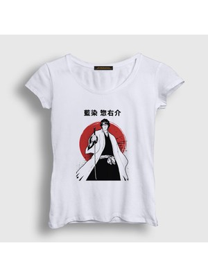 Presmono Kadın Beyaz Aizen V2 Anime Bleach T-Shirt