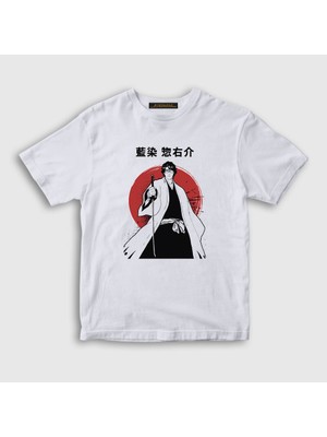 Presmono Unisex Çocuk Beyaz Aizen V2 Anime Bleach T-Shirt