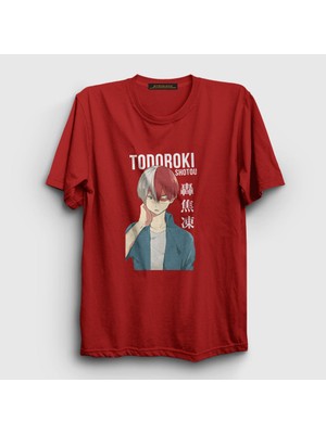 Presmono Unisex Kırmızı Shotou Anime Boku No Hero Academia T-Shirt