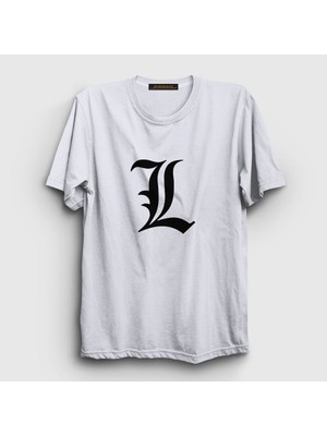 Presmono Unisex Beyaz Logo L Anime Death Note T-Shirt