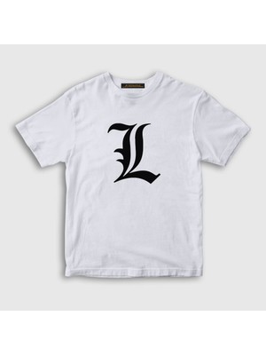Presmono Unisex Çocuk Beyaz Logo L Anime Death Note T-Shirt