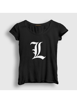 Presmono Kadın Siyah Logo L Anime Death Note T-Shirt