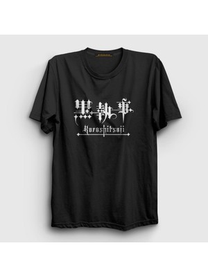 Presmono Unisex Siyah Logo Anime Kuroshitsuji T-Shirt