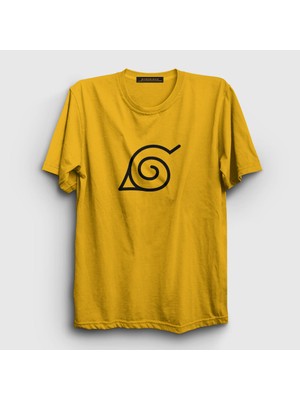 Presmono Unisex Sarı Konoha Anime Naruto T-Shirt