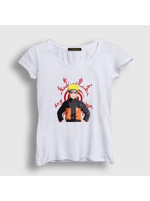 Presmono Kadın Beyaz Fuinjutsu Anime Naruto T-Shirt