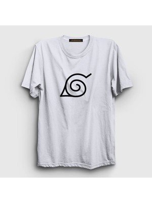 Presmono Unisex Beyaz Konoha Anime Naruto T-Shirt