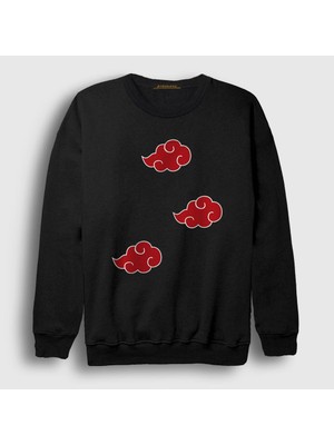 Presmono Unisex Siyah Akatsuki Anime Naruto Sweatshirt