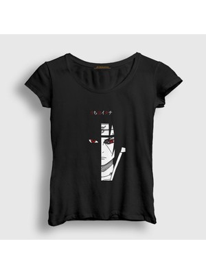 Presmono Kadın Siyah Itachi V2 Anime Naruto T-Shirt