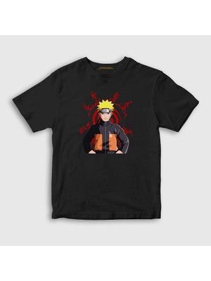 Presmono Unisex Çocuk Siyah Fuinjutsu Anime Naruto T-Shirt