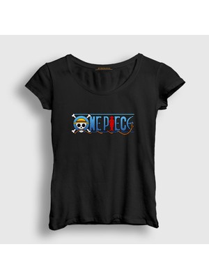 Presmono Kadın Siyah Anime One Piece T-Shirt