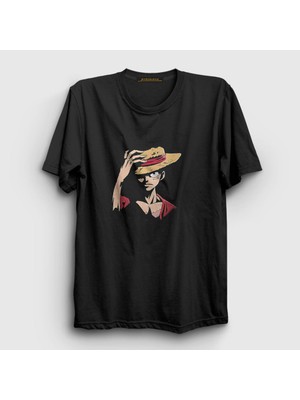 Presmono Unisex Siyah Luffy Anime One Piece T-Shirt