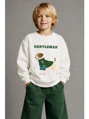 Monila Erkek Çocuk 3 Iplik Kumaş Hayvan Baskılı Pamuklu Sweatshirt