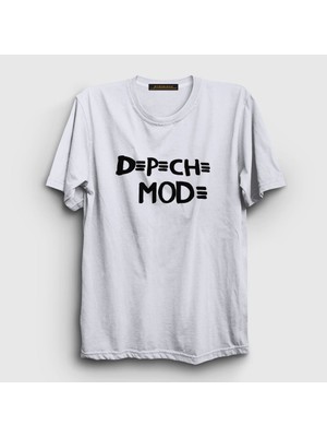 Presmono Unisex Beyaz Logo Depeche Mode T-Shirt