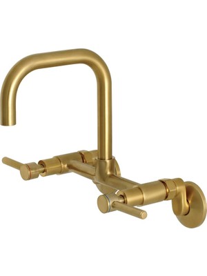 Ozka Concept Brass Concord 8 Inç Ayarlanabilir Merkezi Duvara Monte Mutfak Bataryası, Fırçalanmış Pirin
