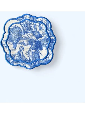 Denef Home Toile De Jouy - Kokteyl Peçetesi Mavi  - 15X15 cm 2 Adet