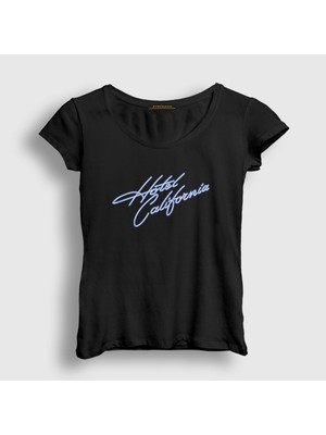 Presmono Kadın Siyah Hotel California Eagles T-Shirt