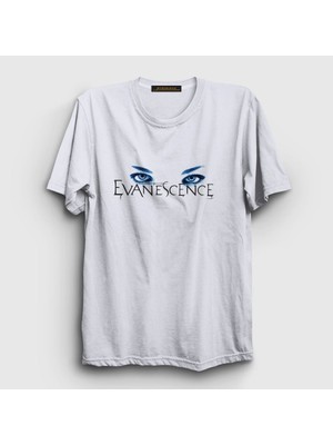 Presmono Unisex Beyaz Eyes Logo Evanescence T-Shirt