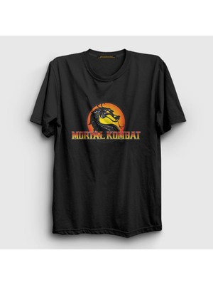Presmono Unisex Siyah Logo Mortal Kombat T-Shirt